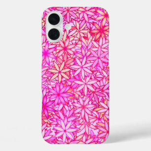 bloemen van roze, perziken, orchidee en koraal iPhone 16 plus hoesje