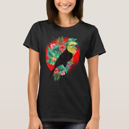 Bloemen van tropische regenwouden van vogels op t-shirt (Voorkant)
