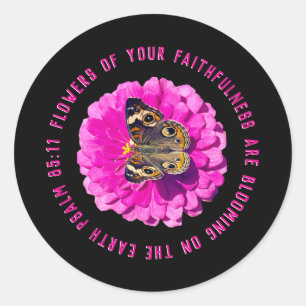 Bloemen van uw trouw Bloem & Vlinder Ronde Sticker