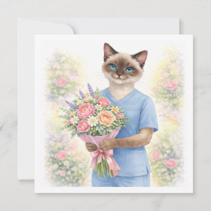 Bloemen van verpleegster voor moeder feestdagenkaart