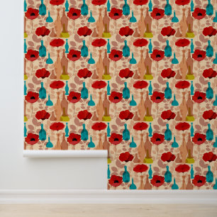 Bloemen, vassen en flessen behang