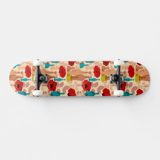Bloemen, vassen en flessen skateboard (Horizontaal)