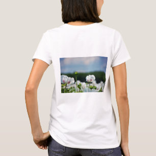 Bloemen veld, Papaver somneferum maanzaad bloem. T-shirt