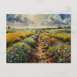 Bloemen Veld Zomerbloemen Natuur Scene Briefkaart