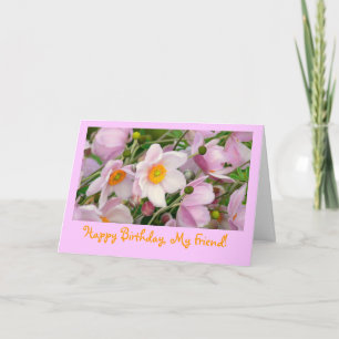 BLOEMEN VERJAARDAG KAART VOOR VRIEND/ROZE BLOEMEN