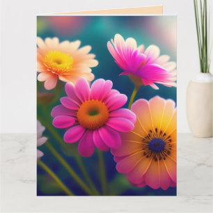 BLOEMEN VERJAARDAG KLEURRIJK WENSKAART BEDANKKAART
