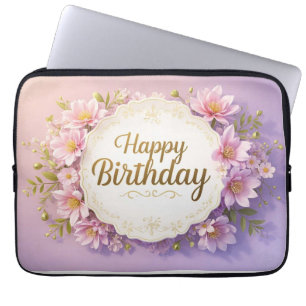 Bloemen verjaardag luxe elegante extravagant laptop sleeve