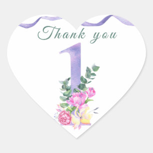Bloemen verjaardagsfeest bedankt  hart sticker