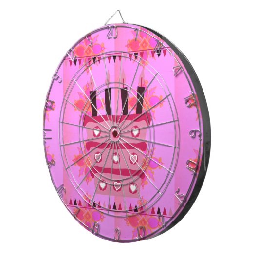 Bloemen verjaardagstaart voor haar / meisjes Art P Dartbord (Voorkant Rechts)