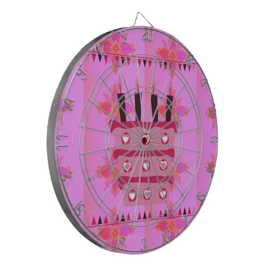 Bloemen verjaardagstaart voor haar / meisjes Art P Dartbord (Voorkant Links)