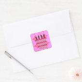 Bloemen verjaardagstaart voor haar / meisjes Art P Vierkante Sticker (Envelop)