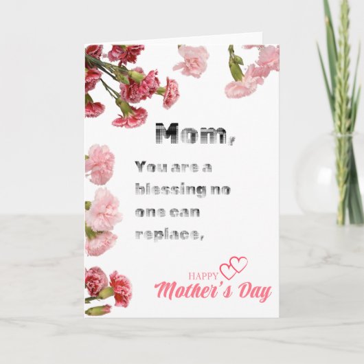 Bloemen Versierde Mam is een Zegen Vakantie Kaart (Voorkant)