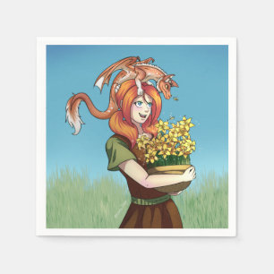 Bloemen verzamelen met een Draak Servet