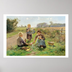Bloemen verzamelen (olie op canvas) poster