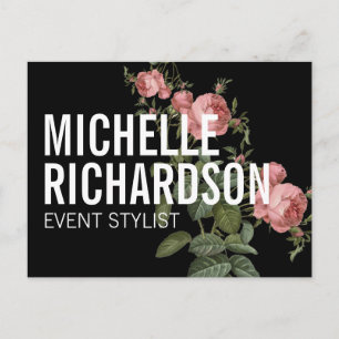 Bloemen Vette tekst op zwart Briefkaart