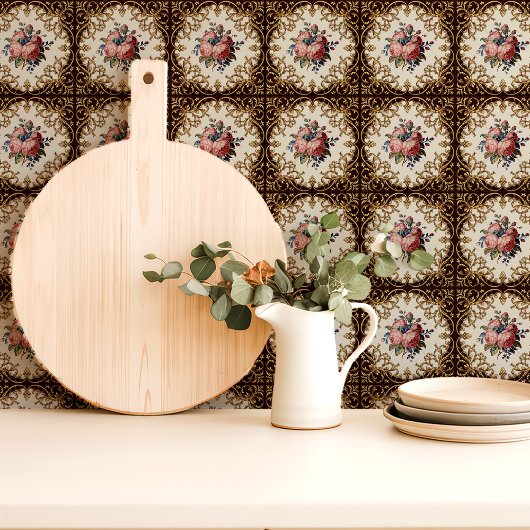  Bloemen Victoriaans Roos Damask Brown Gold Tegeltje
