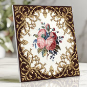  Bloemen Victoriaans Roos Damask Brown Gold Tegeltje