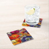 Bloemen Vierkante Kartonnen Onderzetter (Insitu)