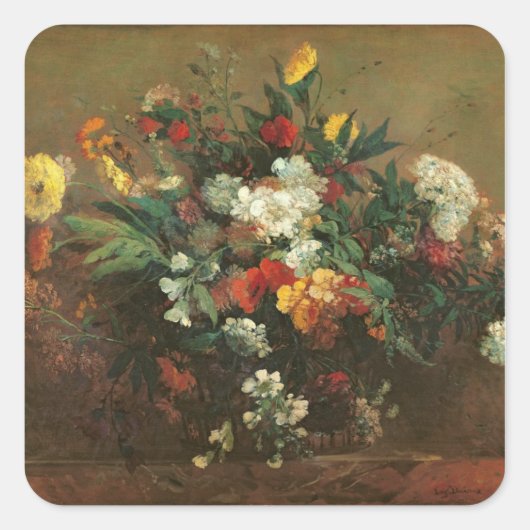 Bloemen Vierkante Sticker (Voorkant)