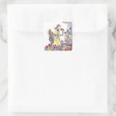 Bloemen Vierkante Sticker (Tas)