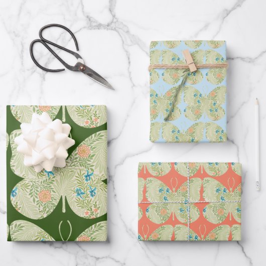 Bloemen Vlinder Groen Wrap Craft Paper (Voorkant)