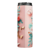 Bloemen & Vlinder -LT Roze- Slanke Thermische Tumb Thermosbeker (Achterkant)