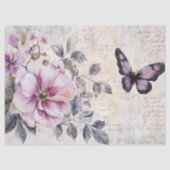 Bloemen & Vlinder Roze & Paarse Doupage Tissuepapier (Voorkant)