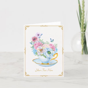 Bloemen vlinder theekopje kaart