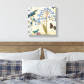 Bloemen, vlinders en collage van vogels canvas afdruk (Insitu (Slaapkamer))