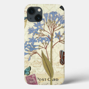 Bloemen, Vlinders en Vogel Collage iPhone 13 Hoesje