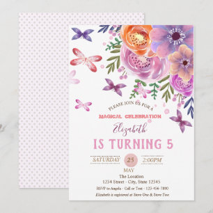 Bloemen Vlinders Stippen Verjaardag Kaart