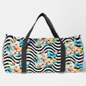 Bloemen Vlinders Zwart & Wit Wavy Stripes Plunjezak (Voorkant)