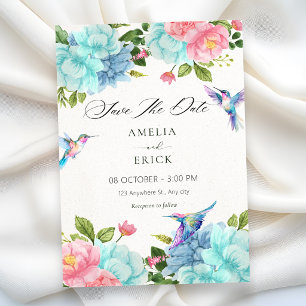 Bloemen vogel bruiloft save the date