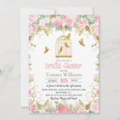 Bloemen Vogelkooi Bruids Douche Uitnodiging (Voorkant)