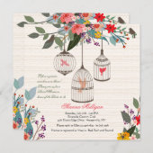 Bloemen Vogelkooien Bruids Douche Uitnodiging (Voorkant / Achterkant)