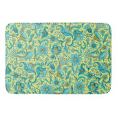 Bloemen Vogels Blauw, Geel Badmat (Voorkant)