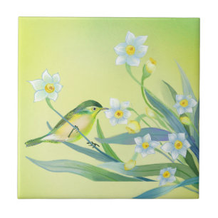 Bloemen & Vogels Tuin-geïnspireerde schilderijen Tegeltje