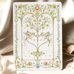 Bloemen & Vogels Victoriaans Tuin bruiloft Kaart