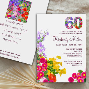 Bloemen voor 60e verjaardagsfeest moderne 60 jaar  kaart