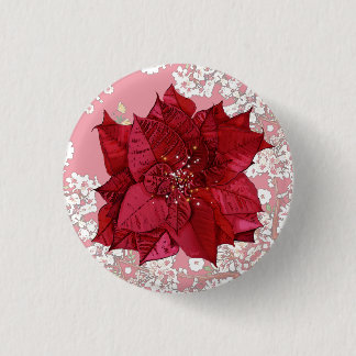 Bloemen voor Kerstmis Ronde Button 3,2 Cm