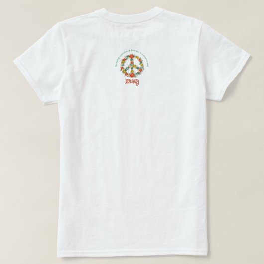  Bloemen Vredesbord Fun Retro Inspirivity T-shirt (Design achterkant)