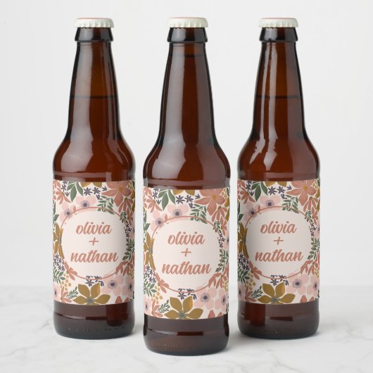 Bloemen Vrijgezellenfeest of bruiloft gepersonalis Bier Etiket (Flessen)