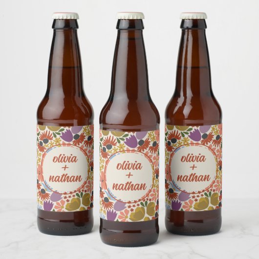 Bloemen Vrijgezellenfeest of bruiloft gepersonalis Bier Etiket (Flessen)