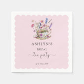 Bloemen Vrijgezellenfeest Tea Party Papieren serve Servet (Voorkant)