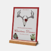 Bloemen Vrolijk Kerst Herten Hoofd Schedel Cactus Acryl Bord (Hoek)
