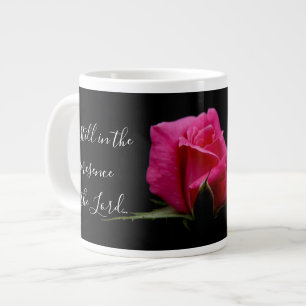 Bloemen w / Verse; rode rozenbloesem, Psalm 37:7 Extra Grote Beker