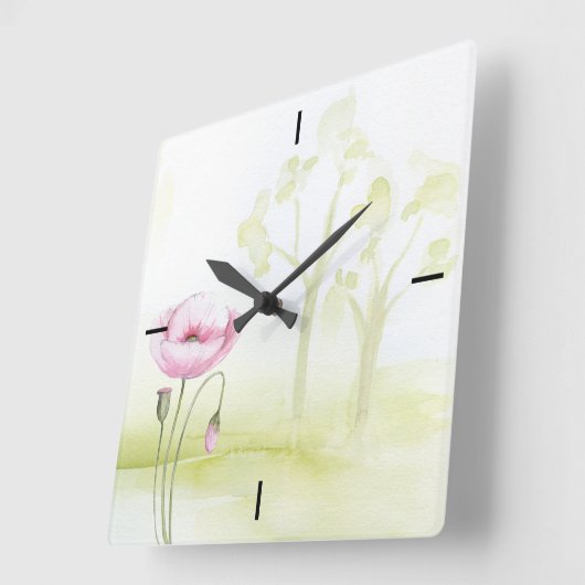 Bloemen wandklok vierkante klok (Hoek)