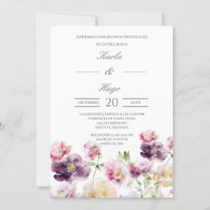 Bloemen water gekleurd Spaans Bruiloft Kaart