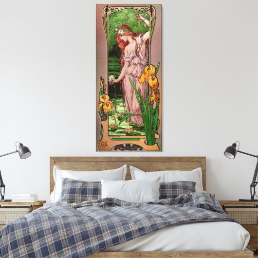 Bloemen water van Élisabeth Sonrel Canvas Afdruk (Insitu (Slaapkamer))