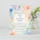 Bloemen Waterverf Abstracte bruiloft uitnodiging (Staand voorkant)